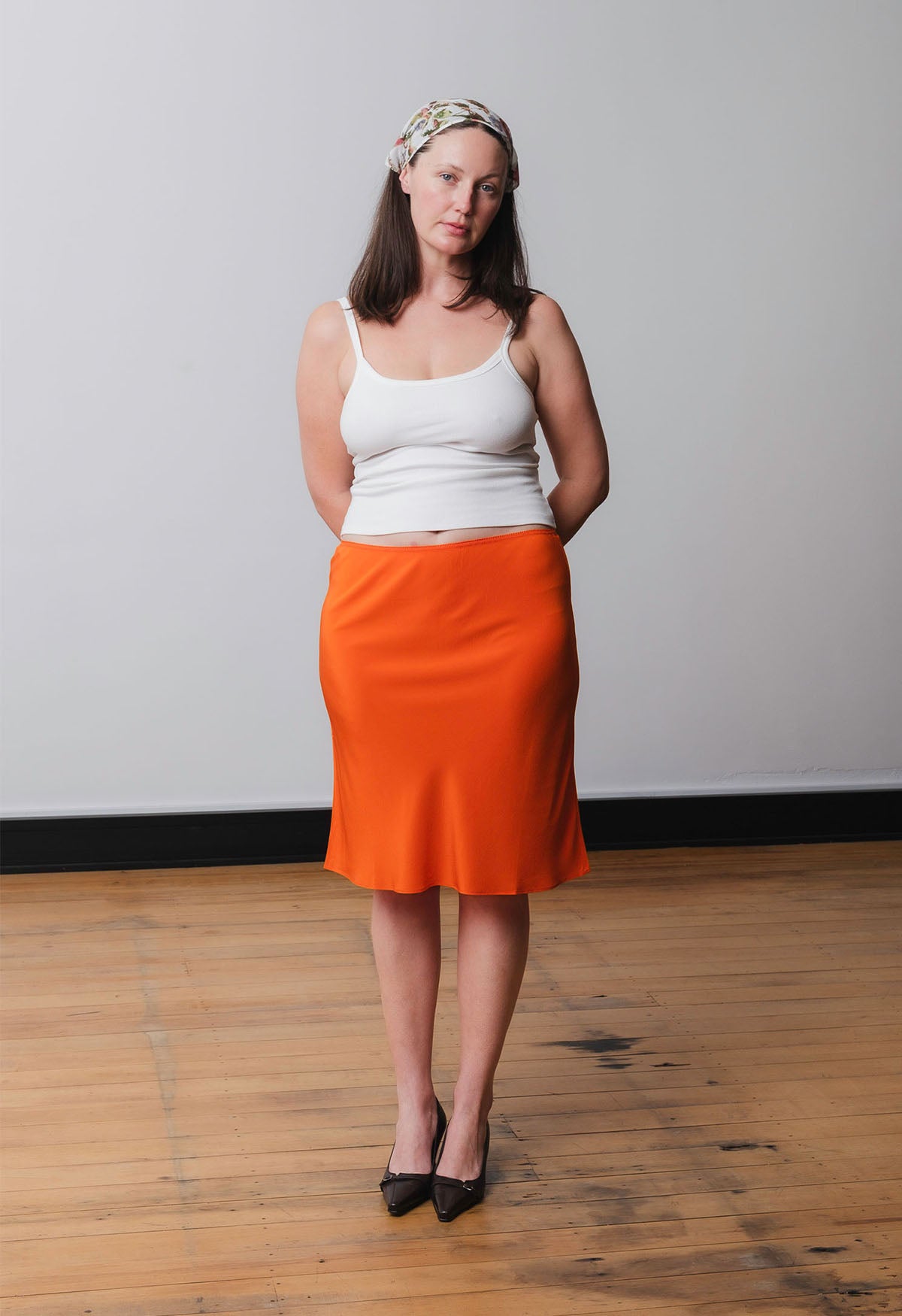 Bias Knee Skirt Arancia