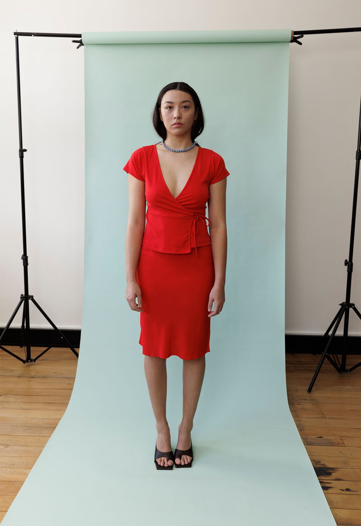 Bias Knee Skirt Pomodoro