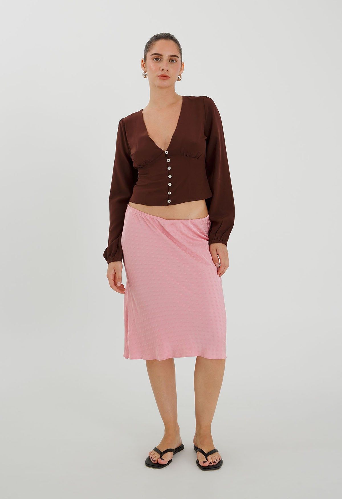 Button-Through Long Sleeve Blouse Ciocco