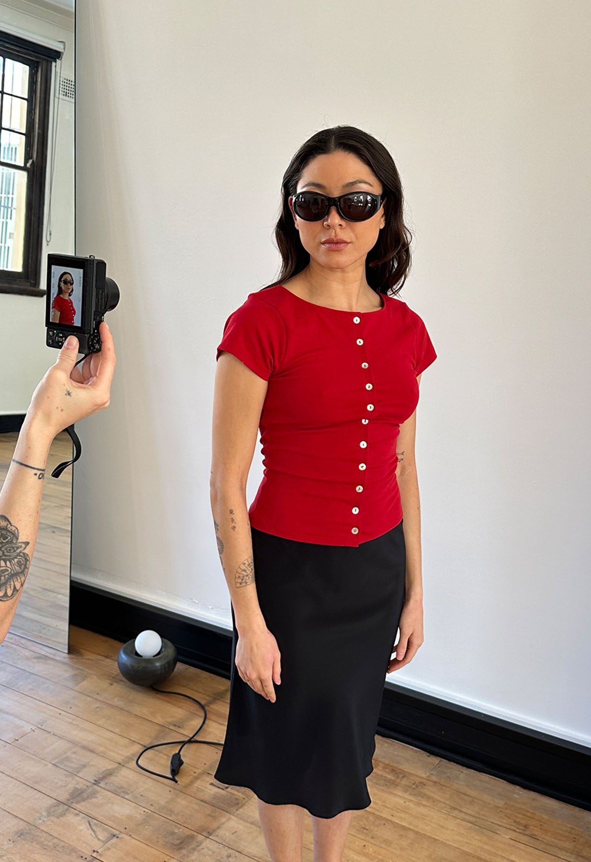 Button-Through Tee Rossa