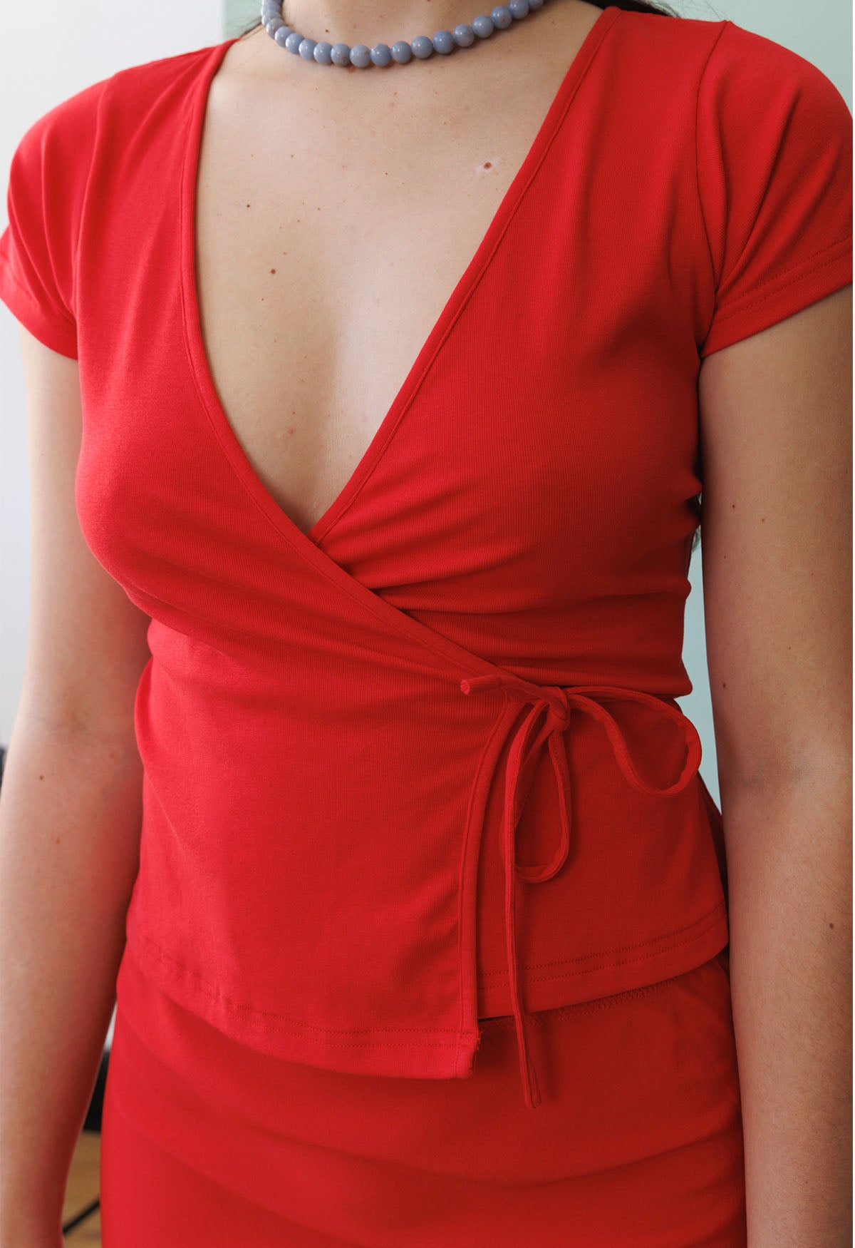Cap-Sleeve Wrap Top Pomodoro