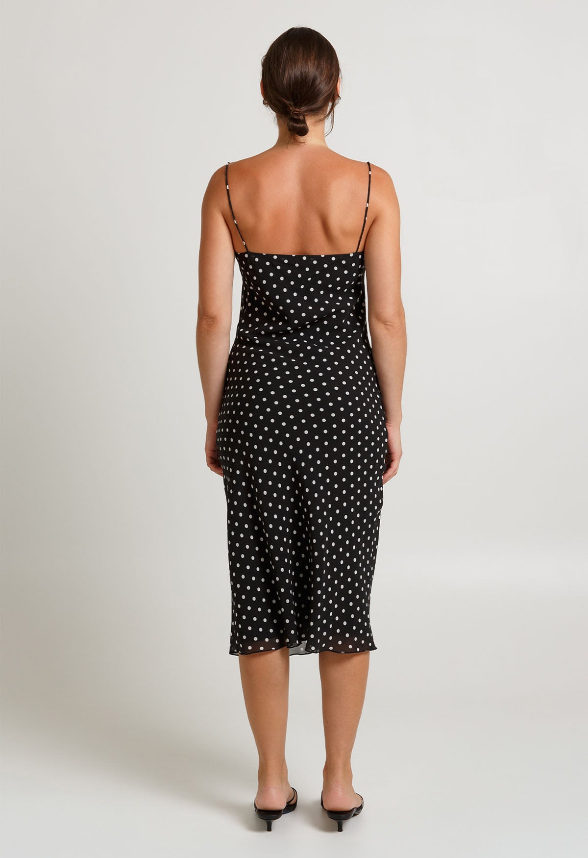 Cinched Bust Slip Dress Pois Nera