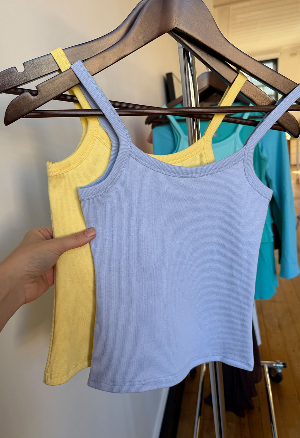 Ribbed Singlet Cielo