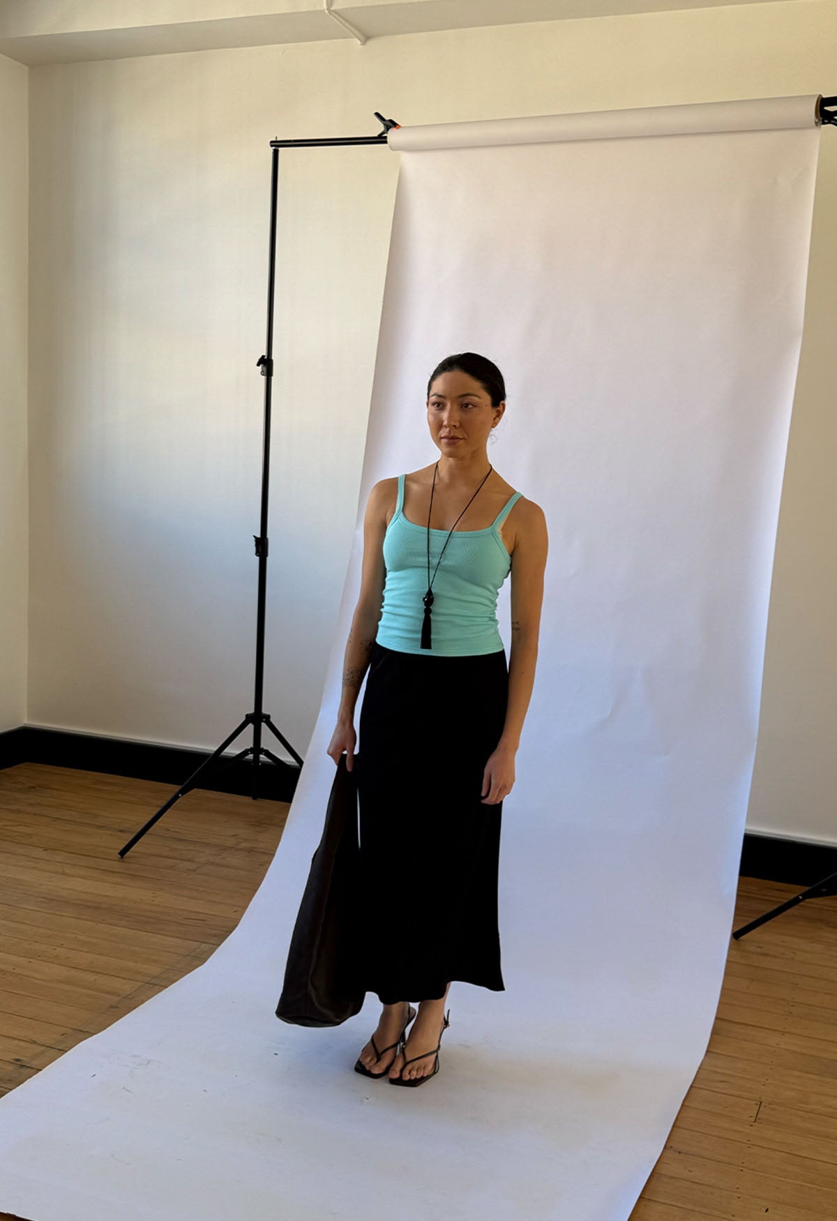 Kaori is wearing a size 8