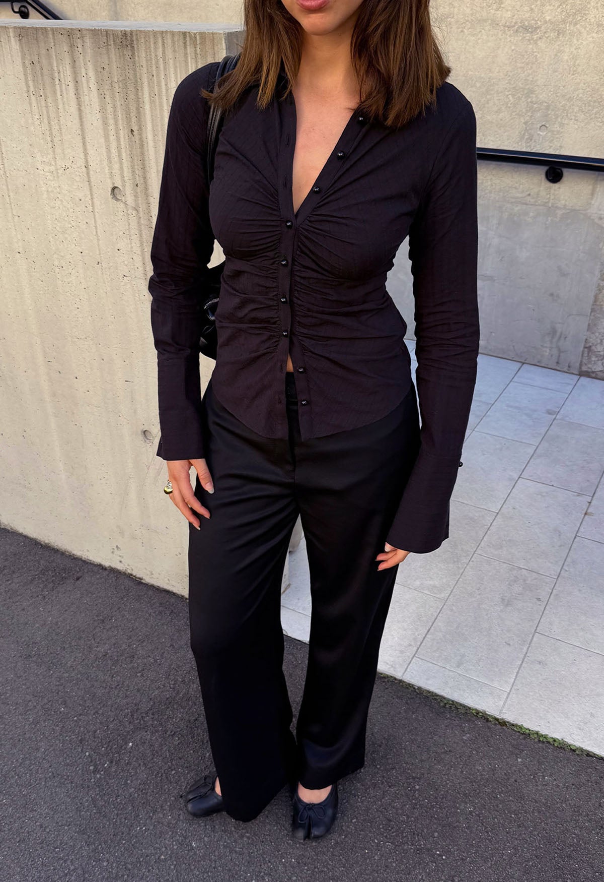 Ruched Front Shirt Nera