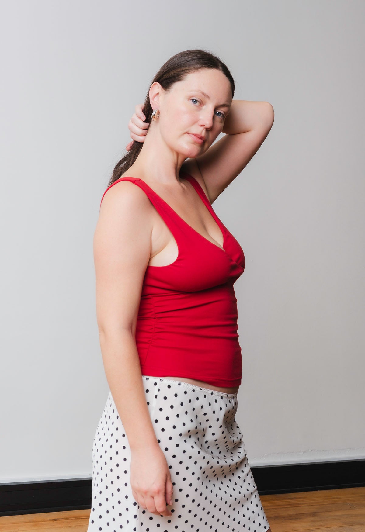 Ruched Plunge Top Rossa