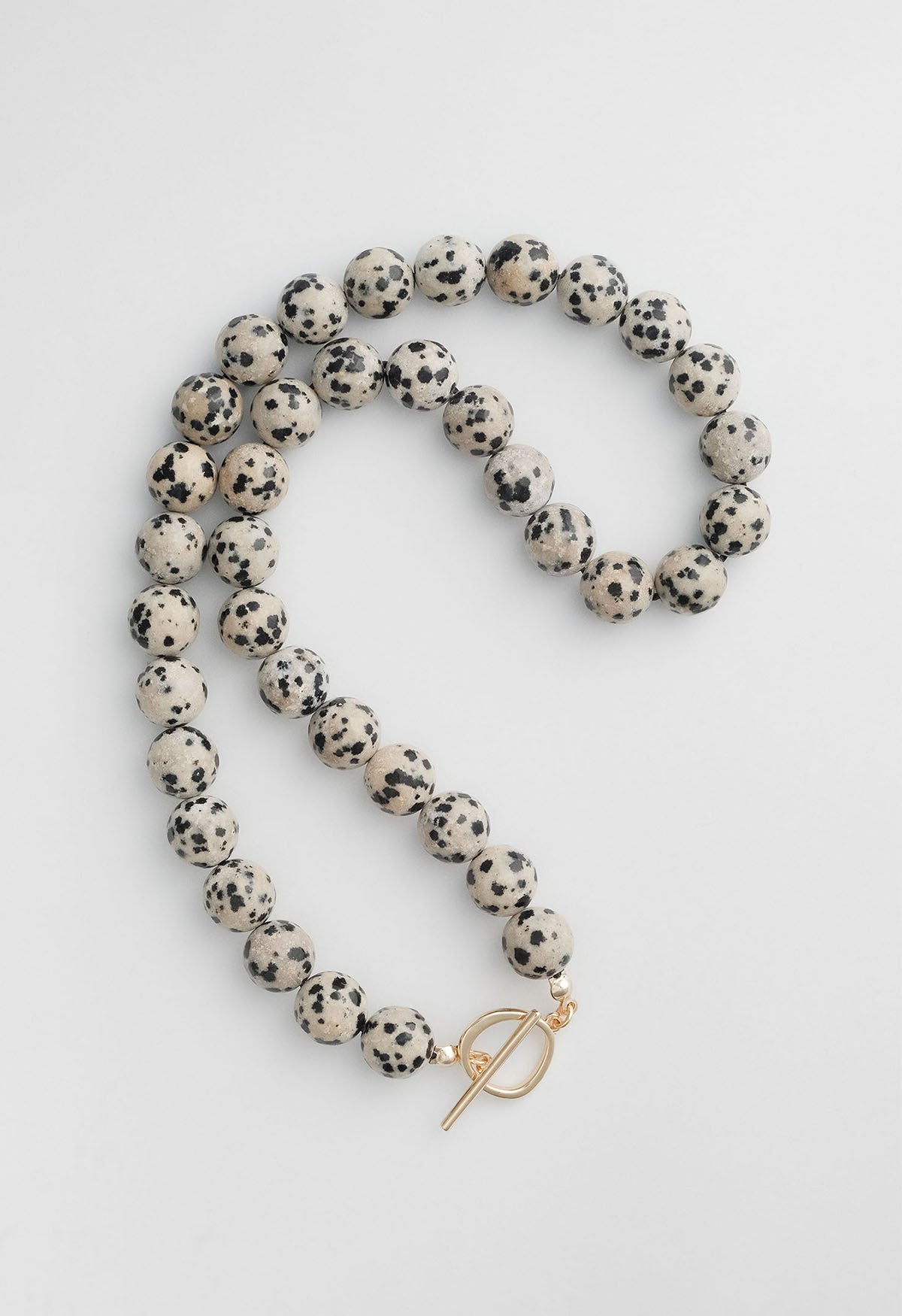 Sun Ray Necklace Dalmation Jasper Gold 10mm