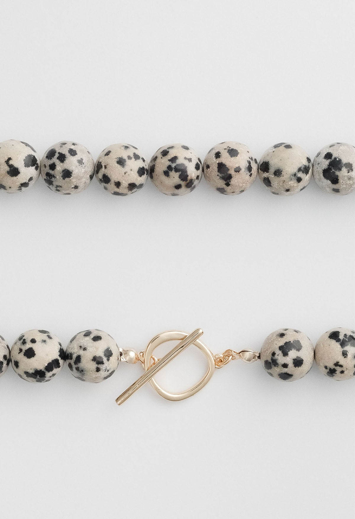 Sun Ray Necklace Dalmation Jasper Gold 10mm