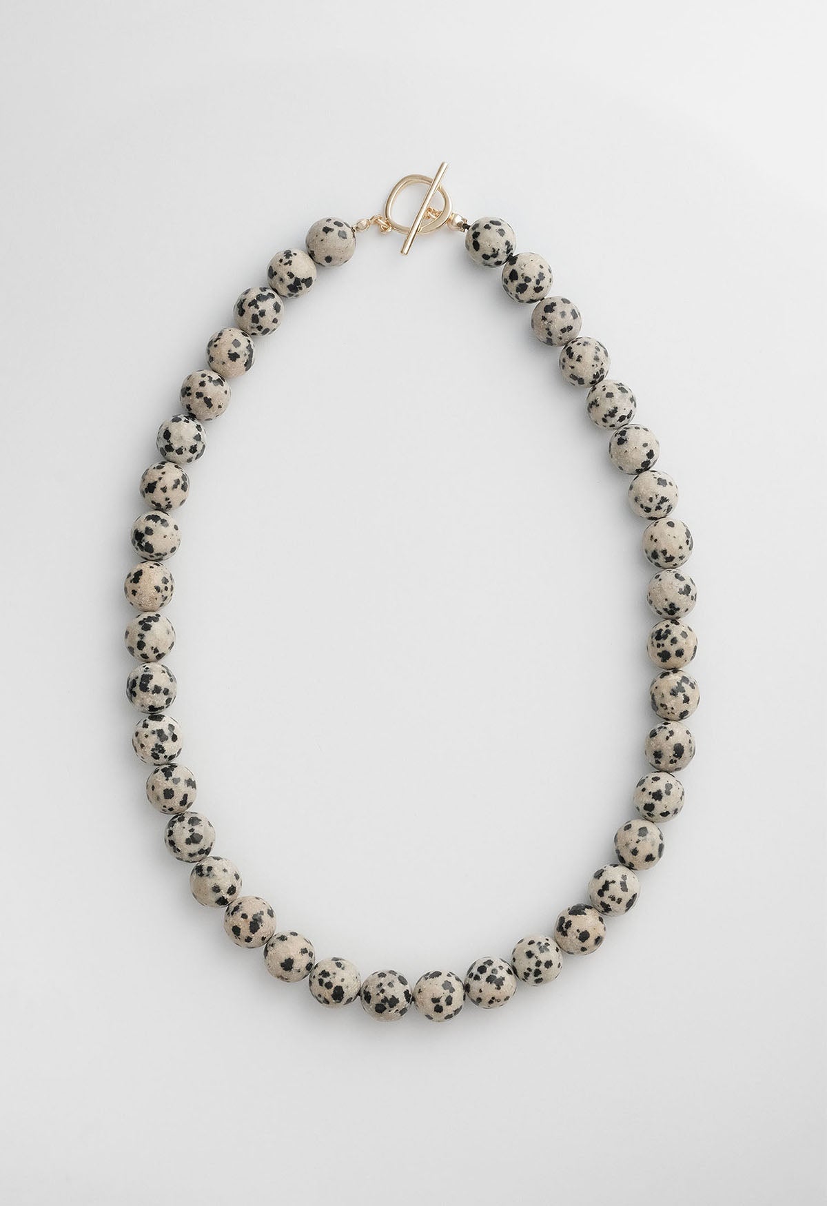 Sun Ray Necklace Dalmation Jasper Gold 10mm