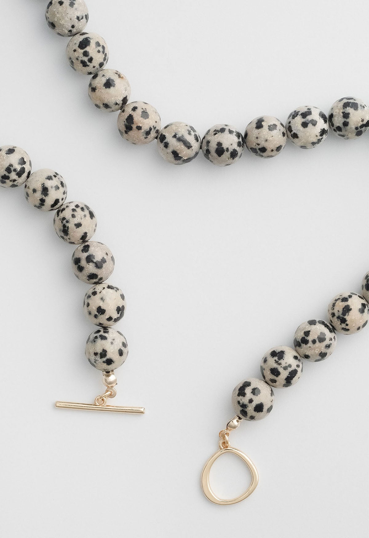 Sun Ray Necklace Dalmation Jasper Gold 10mm