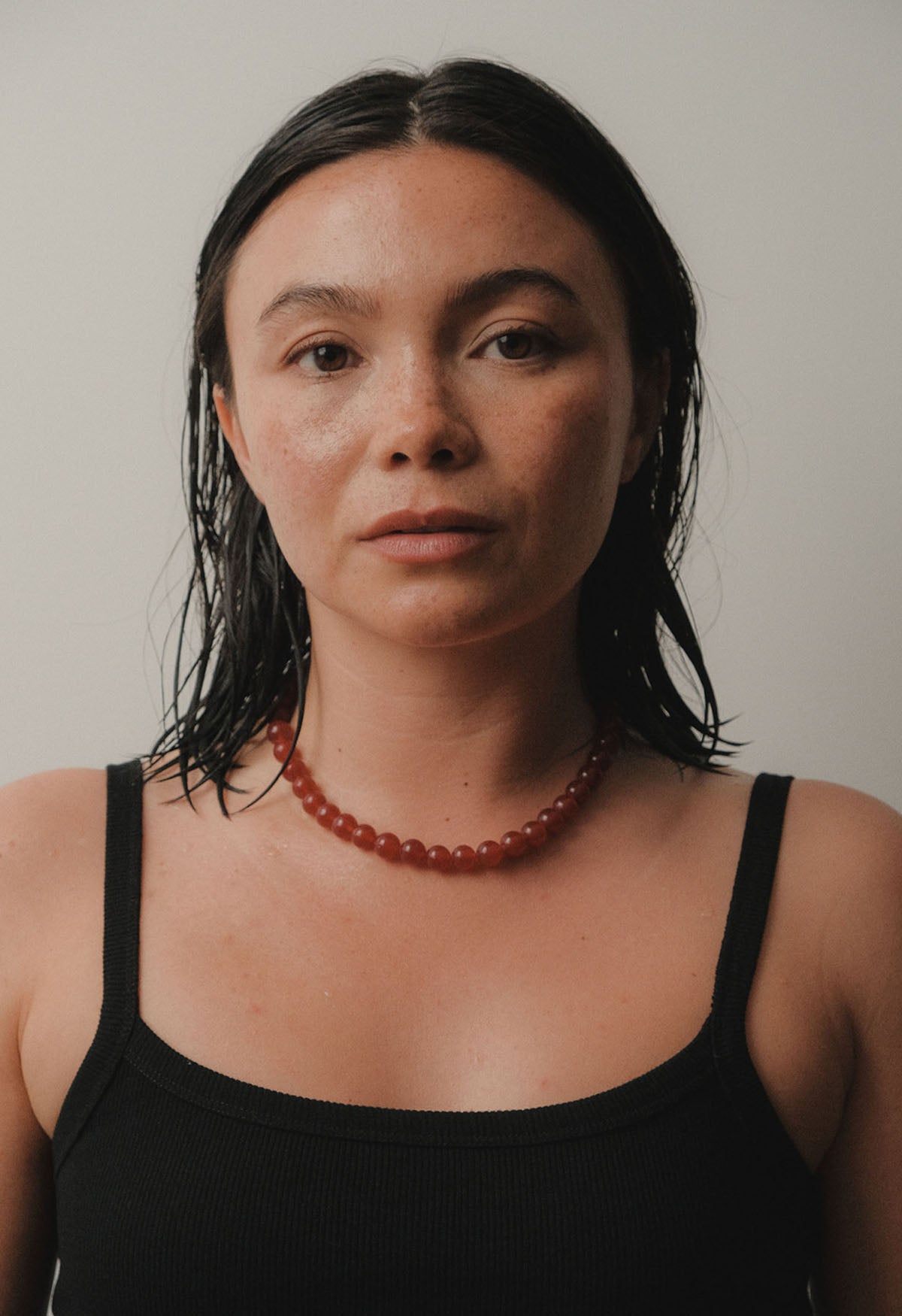 Sun Ray Necklace Red Jade 10mm