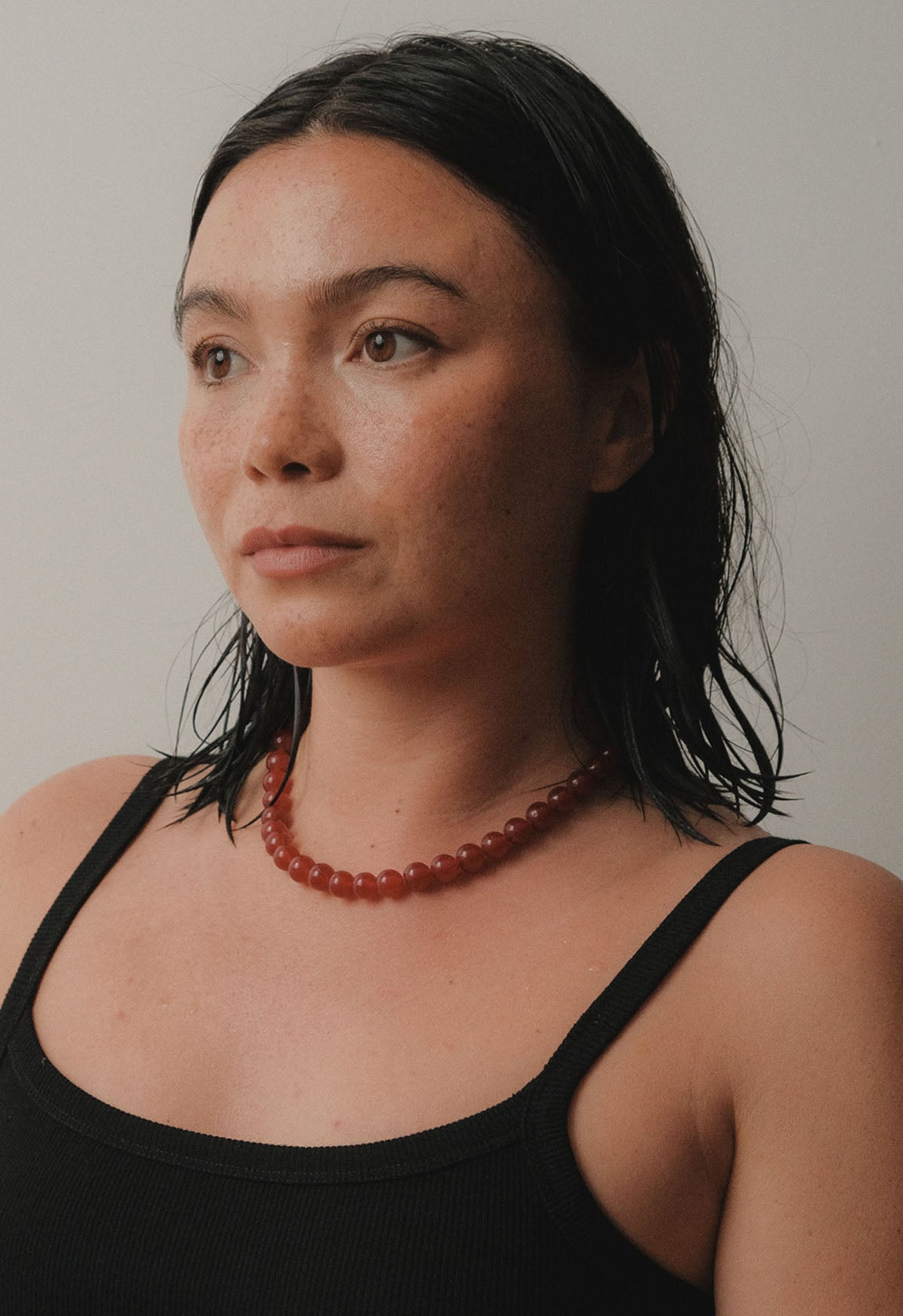 Sun Ray Necklace Red Jade 10mm