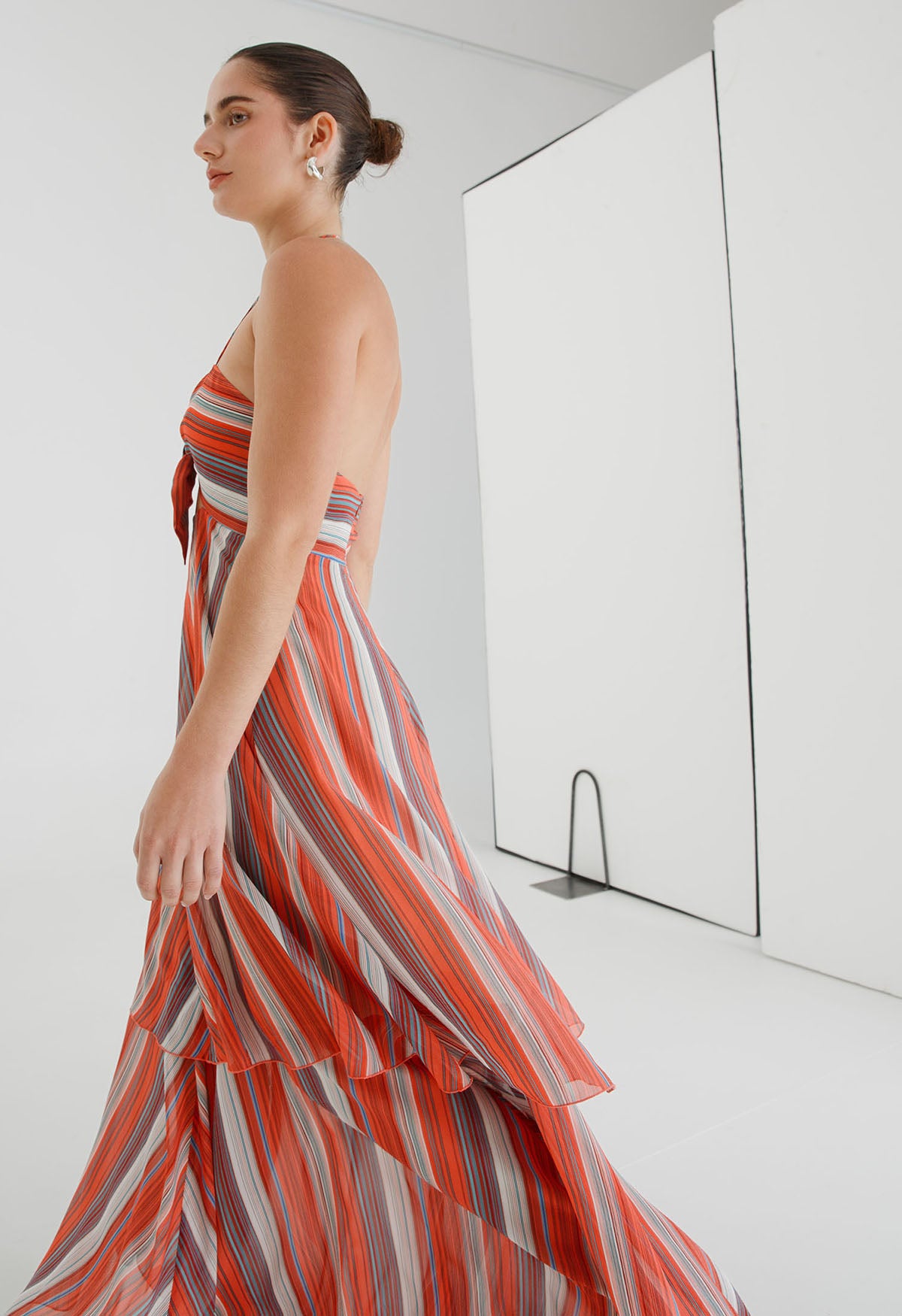 Tie Front Tiered Dress Corallo