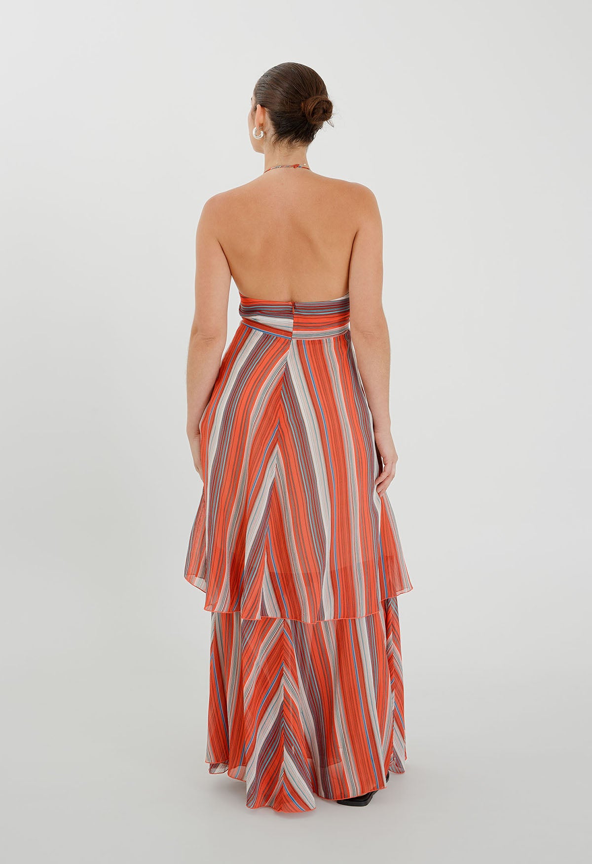 Tie Front Tiered Dress Corallo