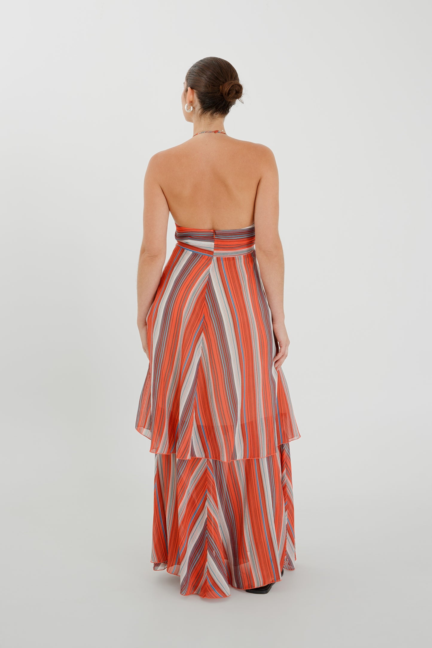 Tie Front Tiered Dress Corallo