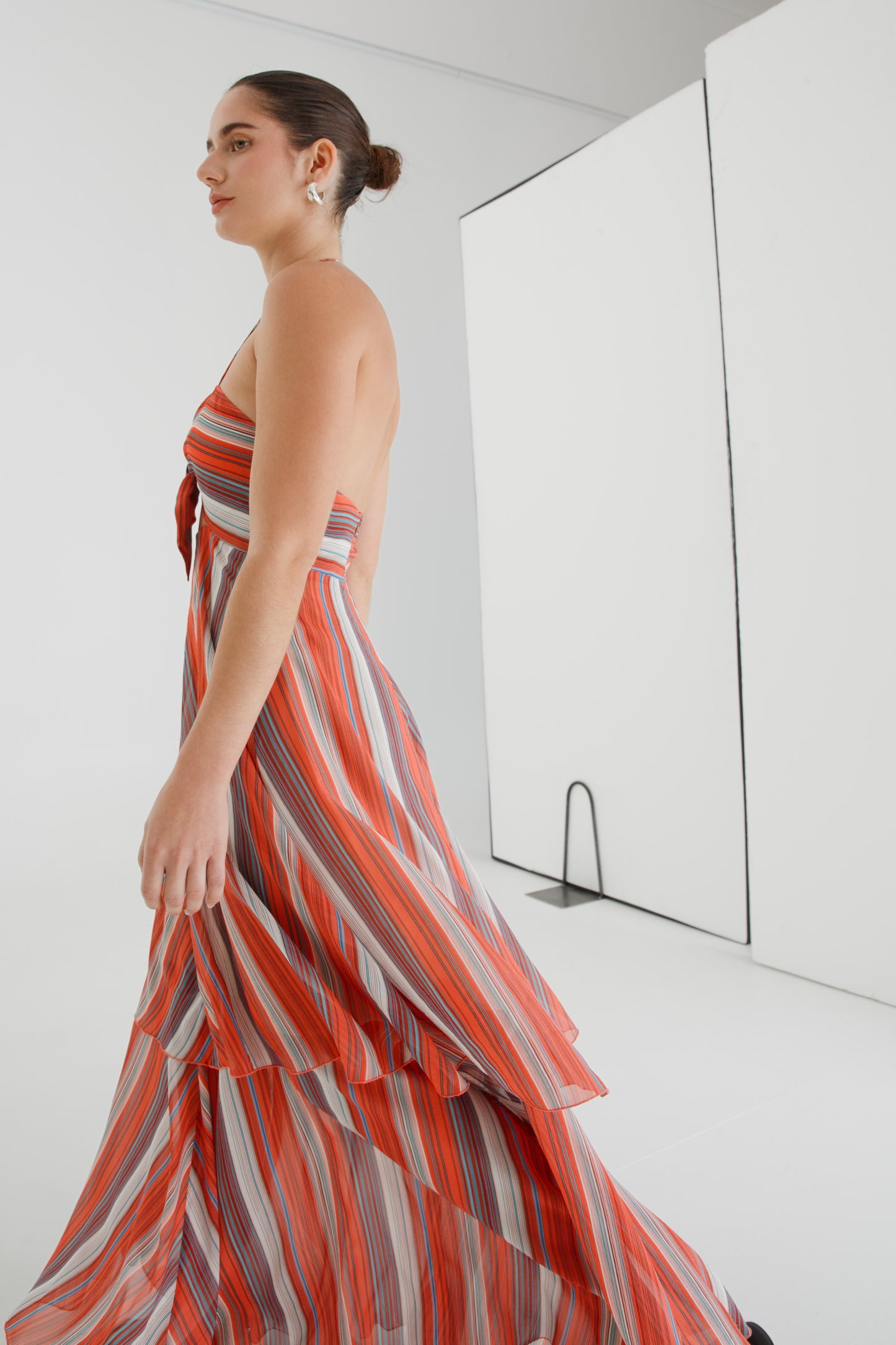 Tie Front Tiered Dress Corallo
