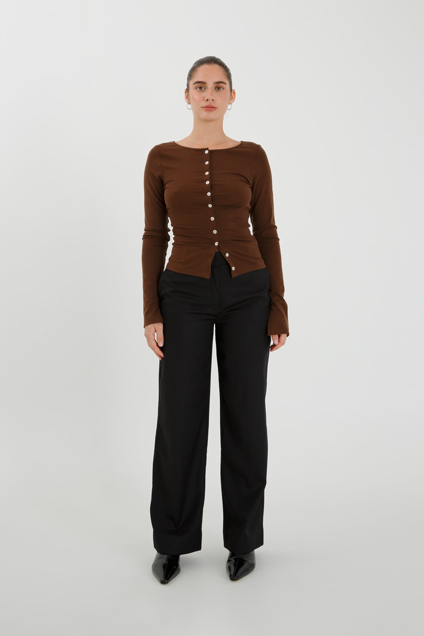 Button-Through Long Sleeve Top Ciocco