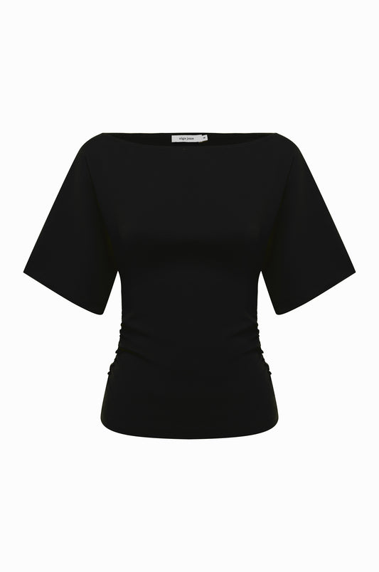 Bardot Ruched Top Nera