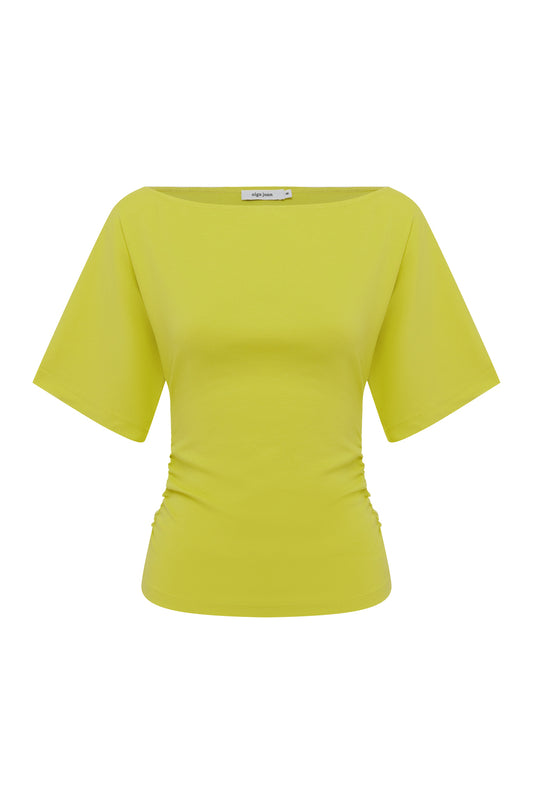 Bardot Ruched Top Chartreuse