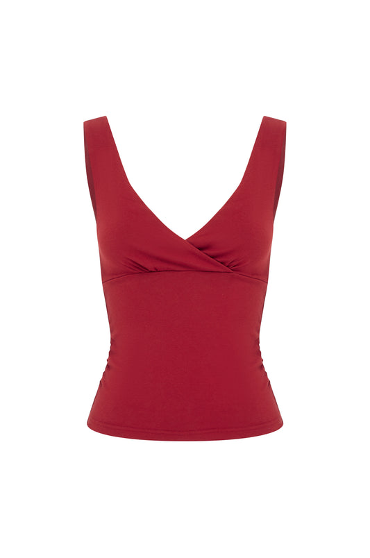 Ruched Plunge Top Rossa