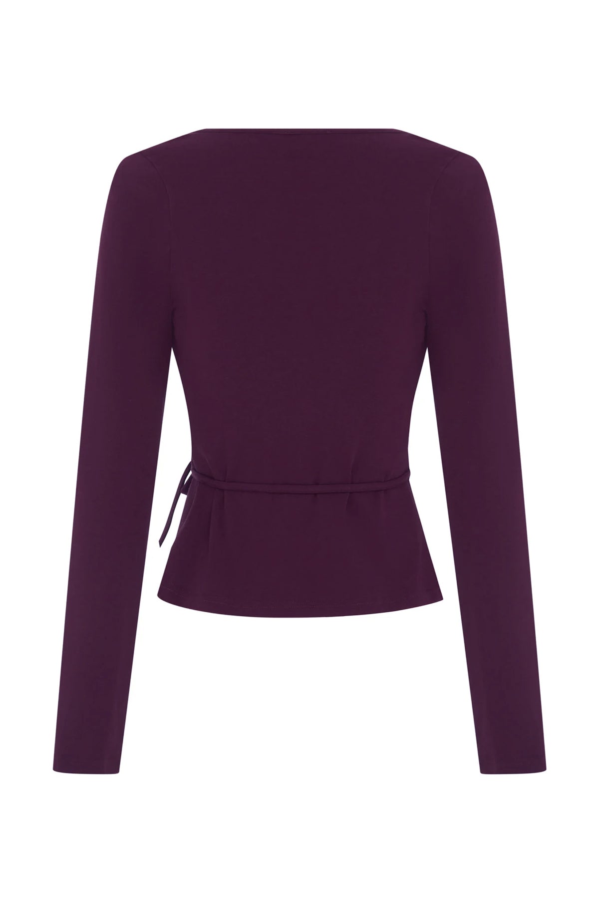 Long Sleeve Wrap Top Aubergine