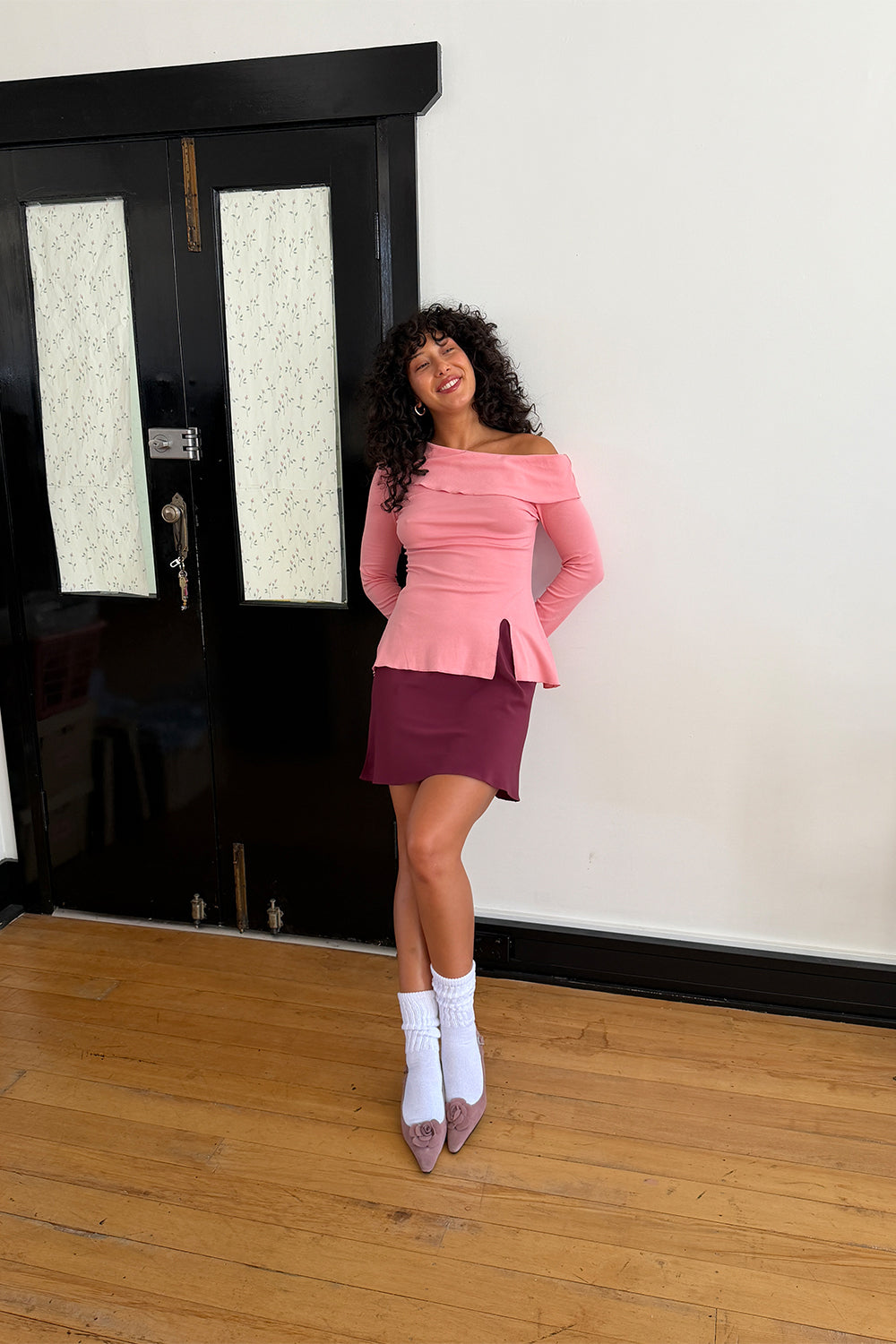 Bardot Long Sleeve Top Rosa