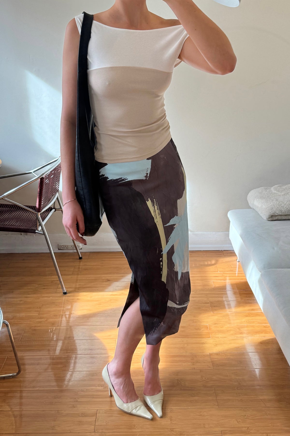 Asym Bardot Top Latte