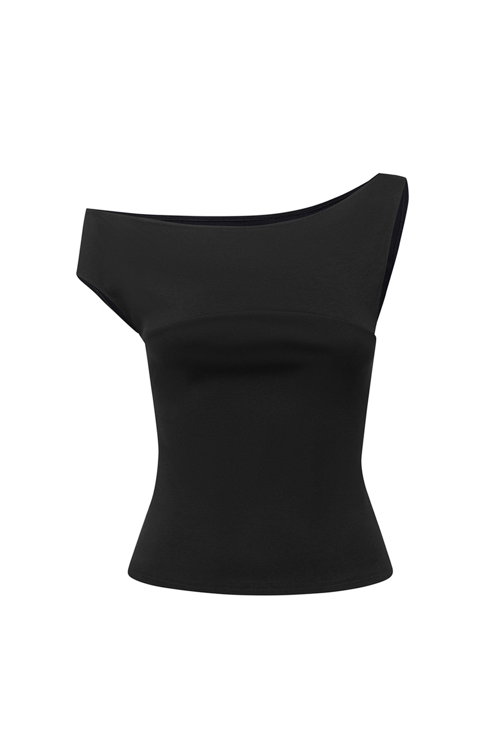 Asym Bardot Top Nera