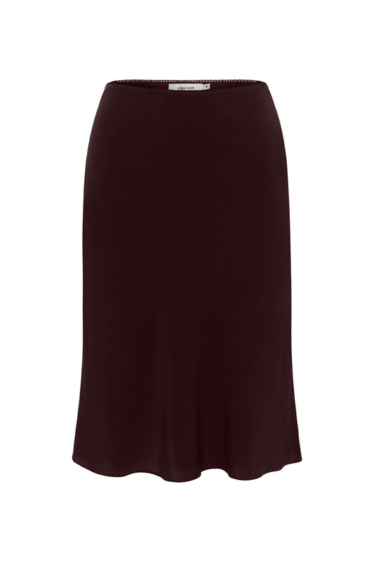 Bias Knee Skirt Ciocco Silk