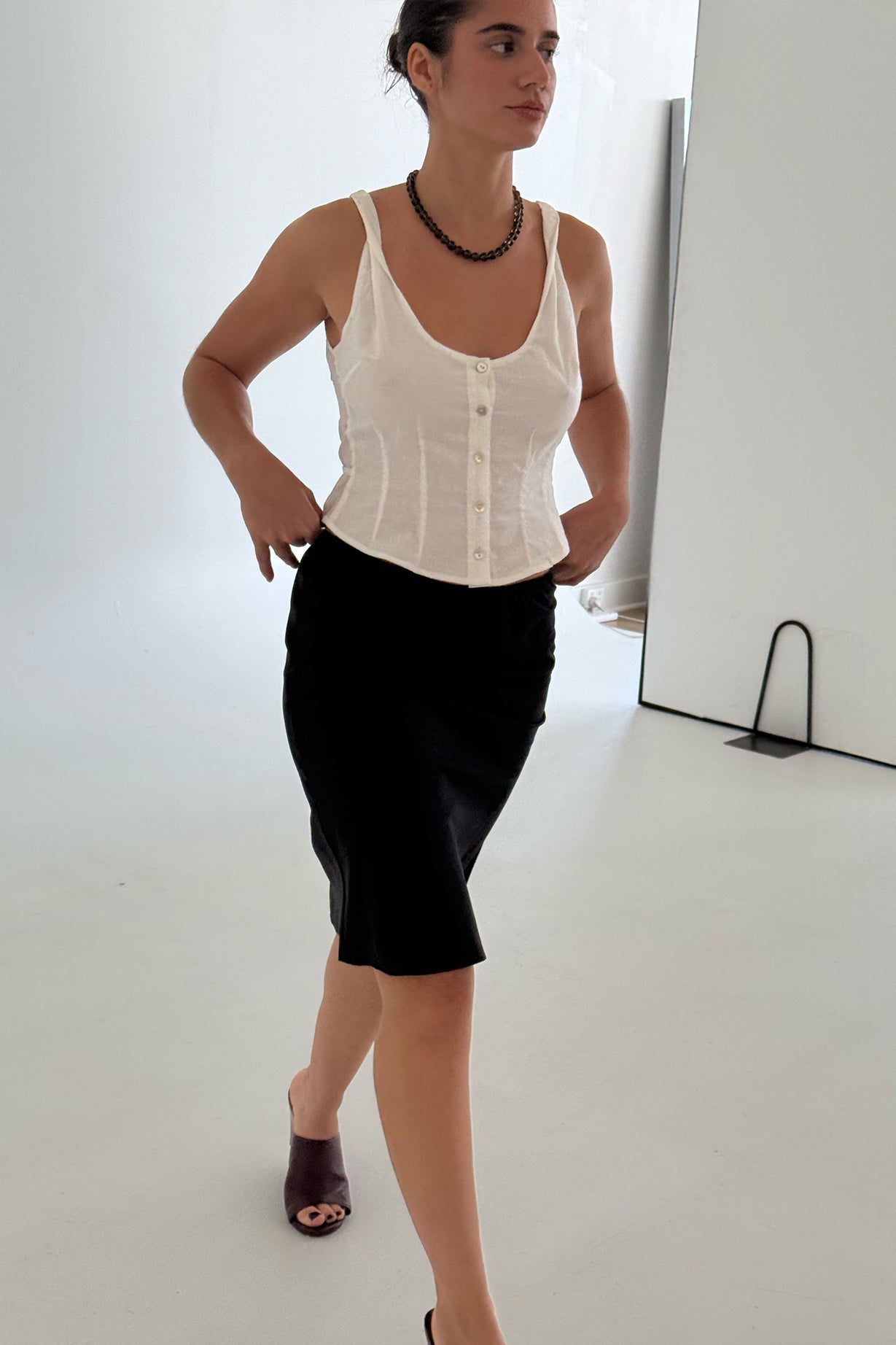 Bias Knee Skirt Nera Silk