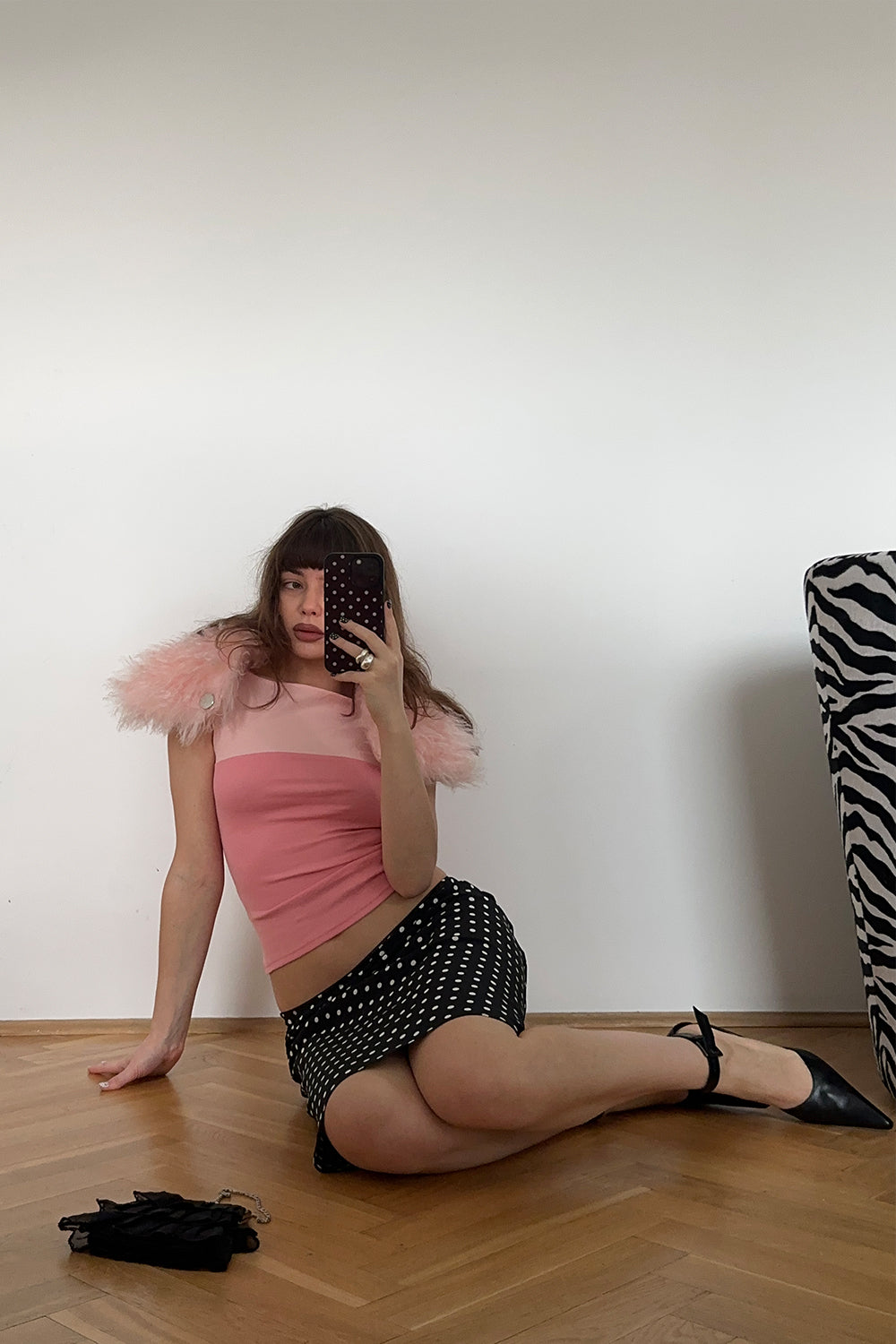 Bias Mini Skirt Pois Nera