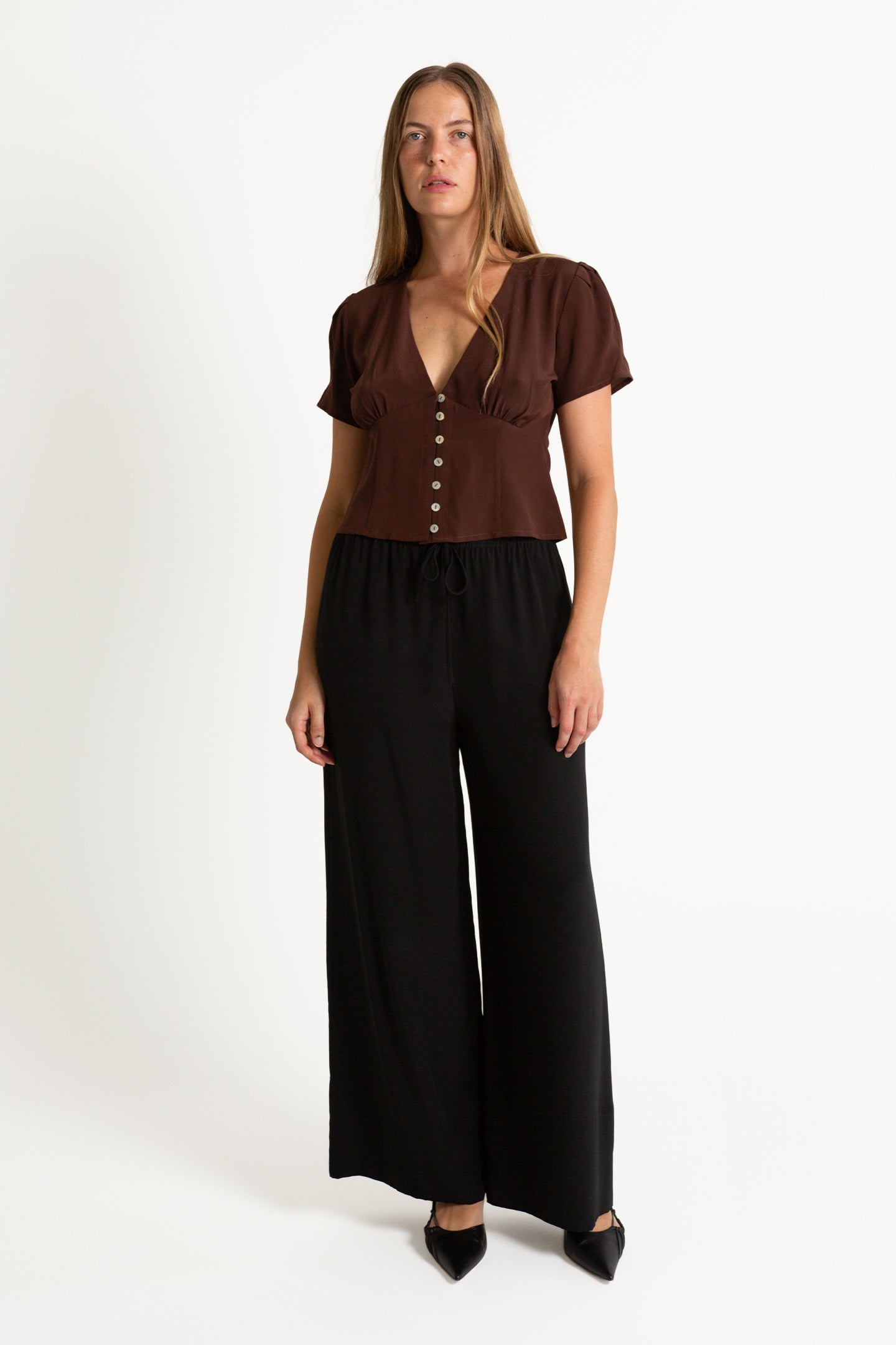 Button-Through Cap-Sleeve Top Ciocco