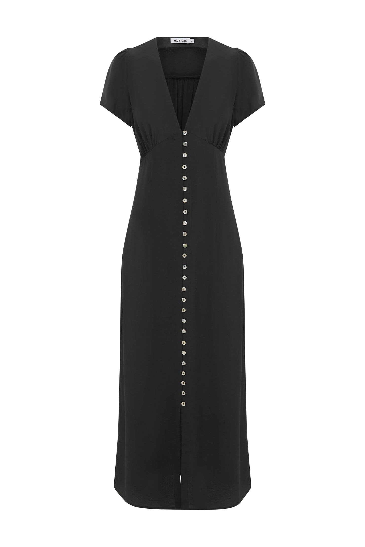 Button-Through Cap-Sleeve Dress Nera