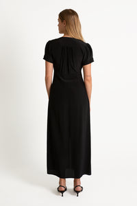 Button-Through Cap-Sleeve Dress Nera