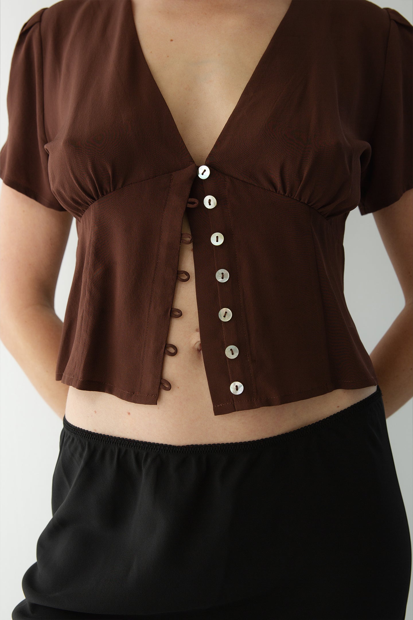 Button-Through Cap-Sleeve Top Ciocco