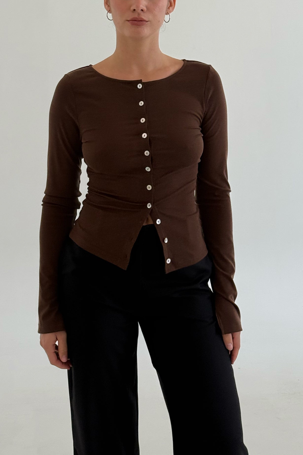 Button-Through Long Sleeve Top Ciocco