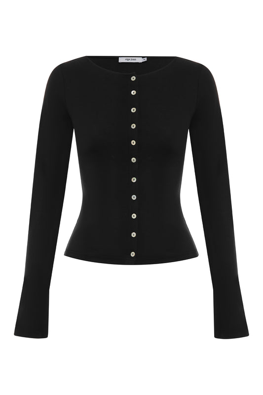 Button-Through Long Sleeve Top Nera
