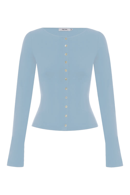 Button-Through Long Sleeve Top Cielo