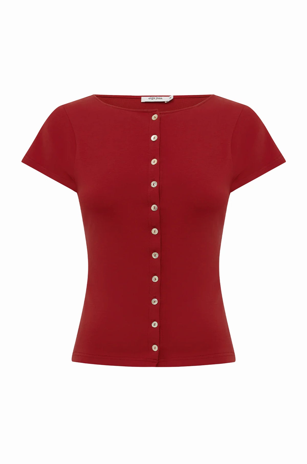 Button-Through Tee Rossa