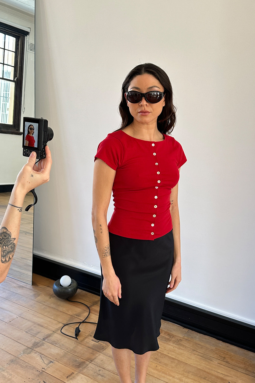 Button-Through Tee Rossa