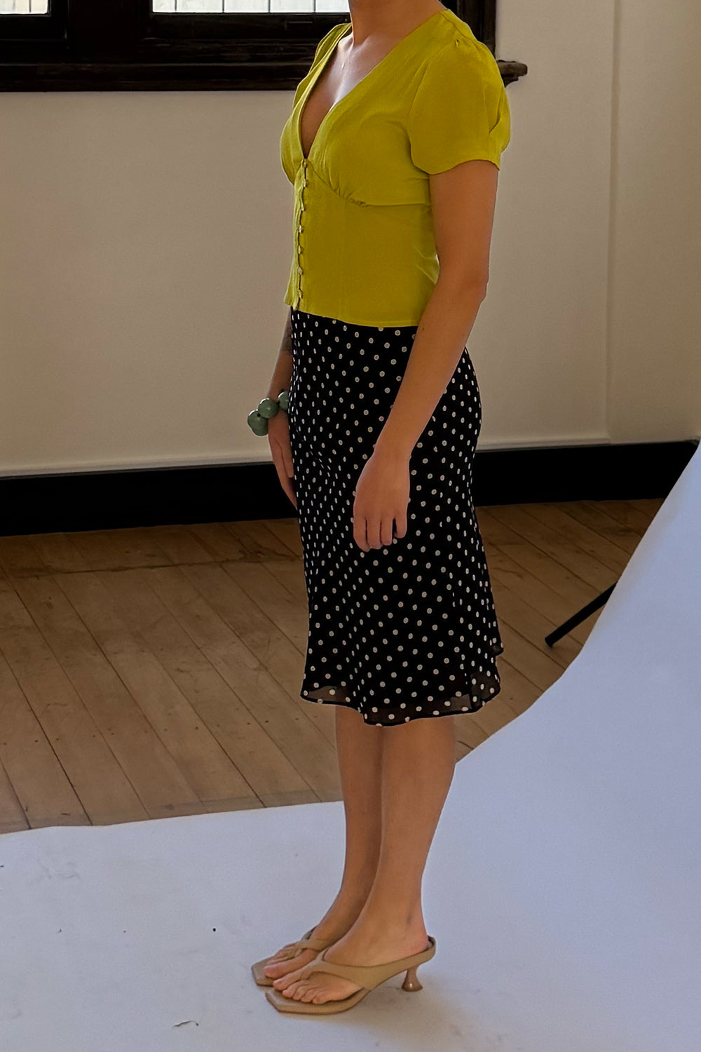 Cap-Sleeve Top Chartreuse