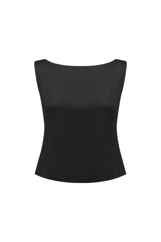 Cowl Back Top Nera