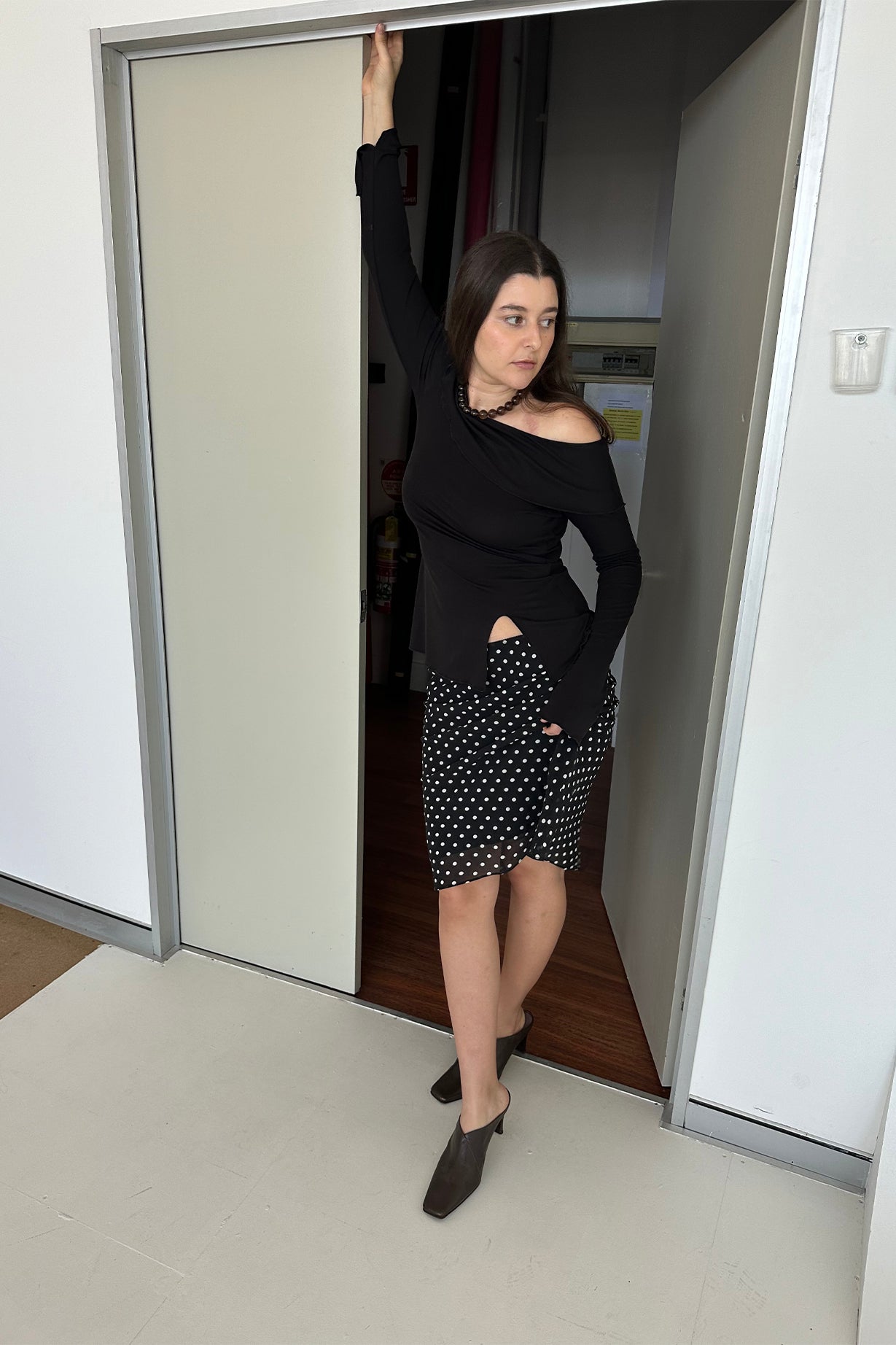 Bardot Long Sleeve Top Nera