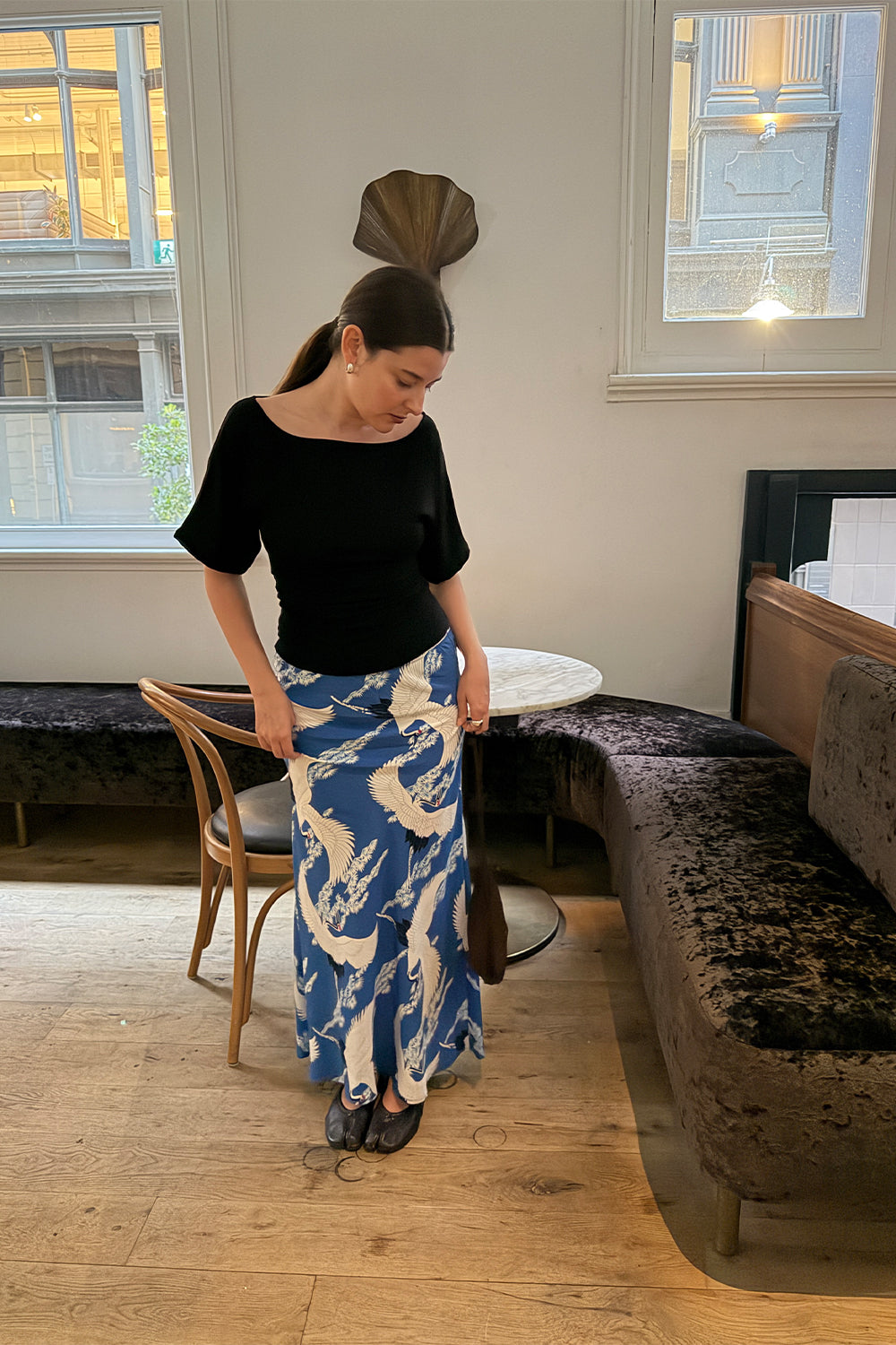 Bardot Ruched Top Nera