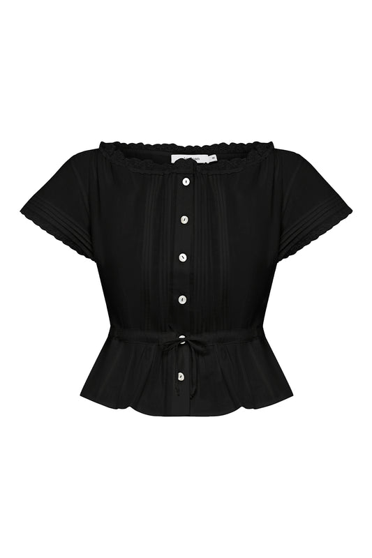 Pintuck Blouse Nera