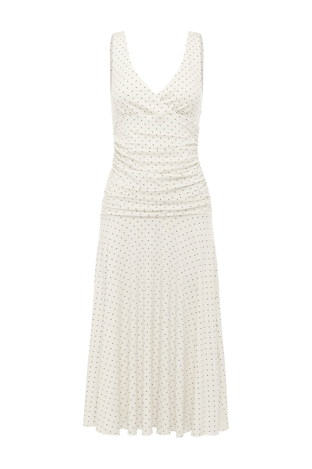 Ruched Plunge Jersey Dress Pois Bianca