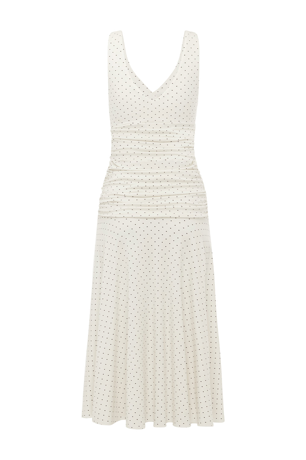 Ruched Plunge Jersey Dress Pois Bianca