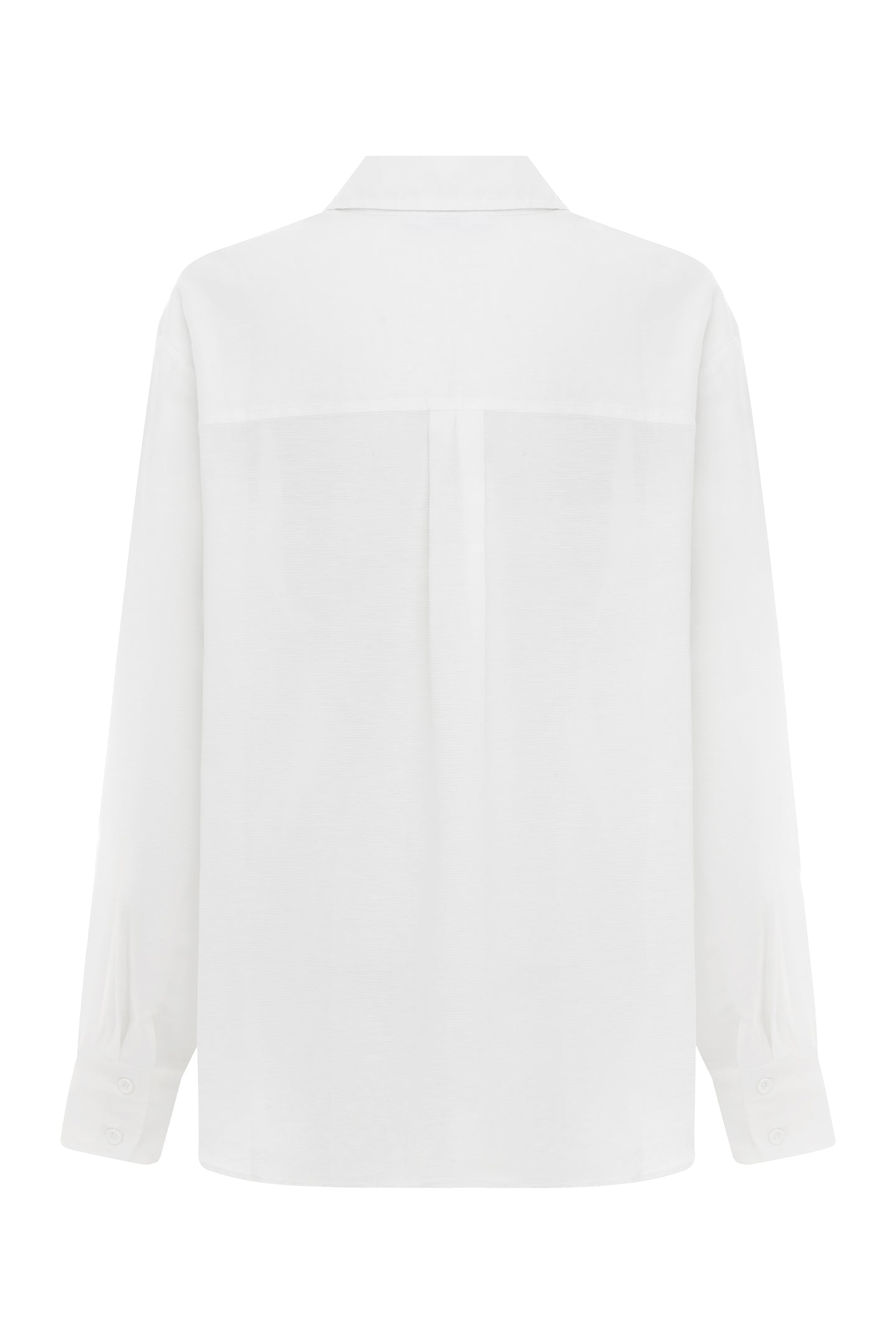 Relaxed Long Sleeve Silk Hemp Shirt Gessato Bianca