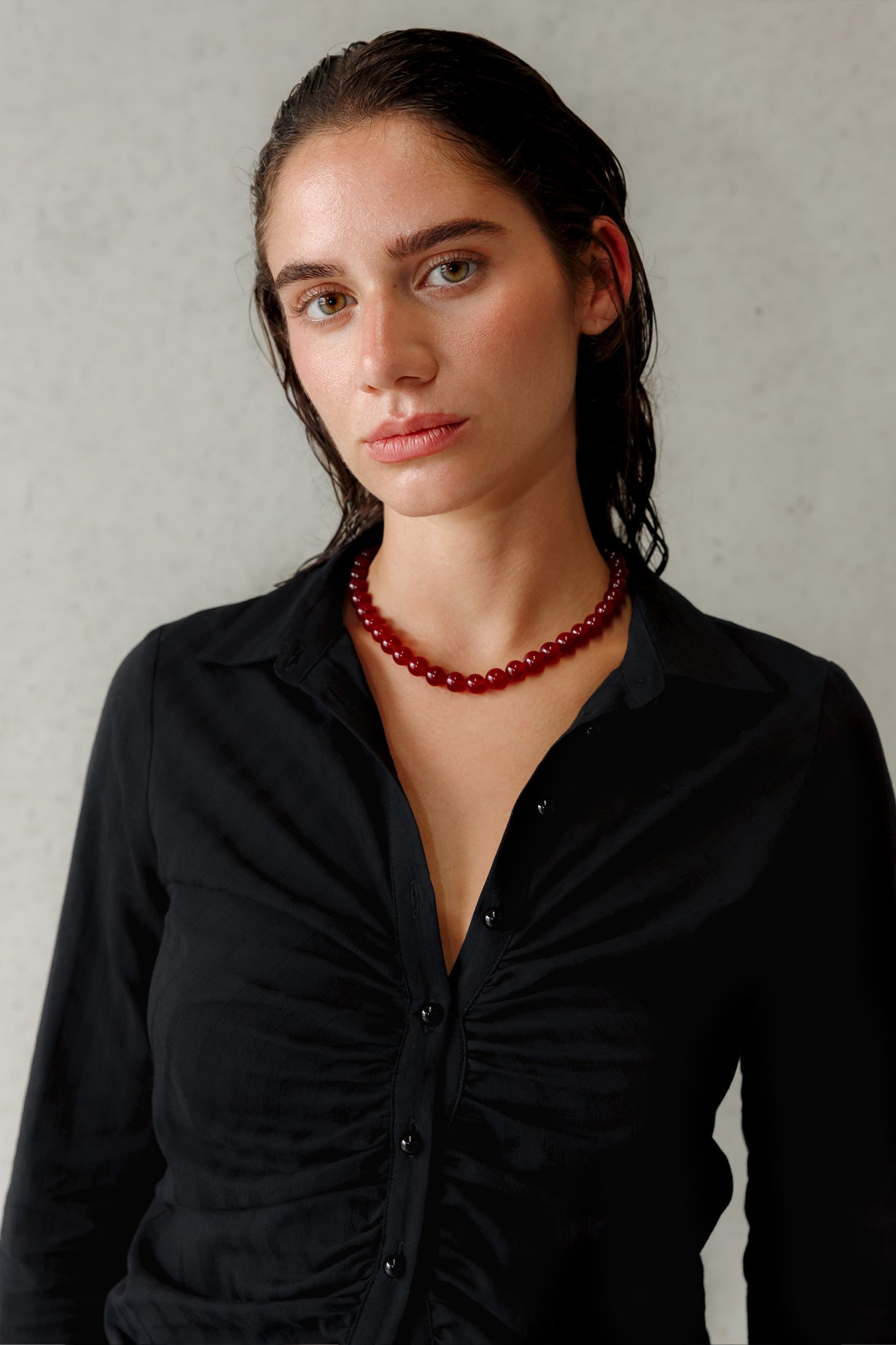 Olga Joan Sun Ray Necklace Red Jade