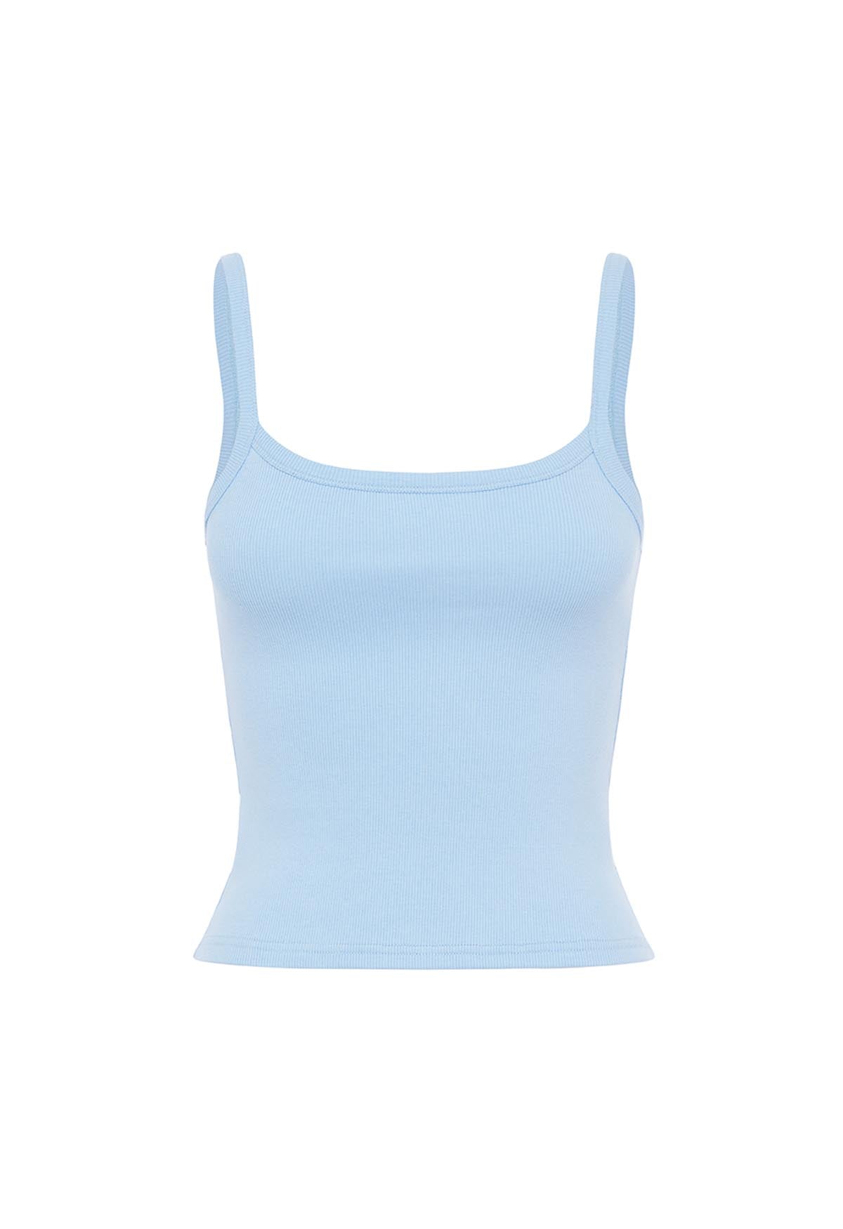 Ribbed Singlet Cielo